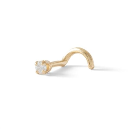 018 Gauge 1/20 CT. Diamond Solitaire Nose Screw in 14K Semi-Solid Gold - 1/4"