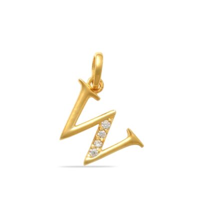 Child's Cubic Zirconia Lowercase Initial "w" Charm in 10K Gold