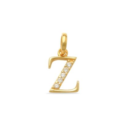 Child's Cubic Zirconia Lowercase Initial "z" Charm in 10K Gold