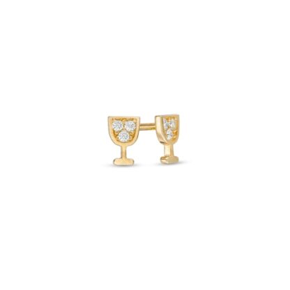 Cubic Zirconia Chalice Stud Earrings in 10K Gold