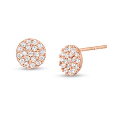 Cubic Zirconia Composite 6.4mm Disc Stud Earrings in 10K Rose Gold