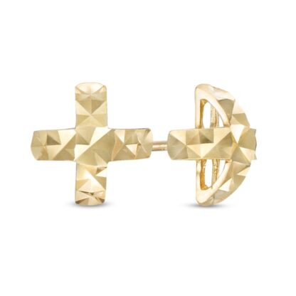 Diamond-Cut "X" Stud Earrings in 10K Gold