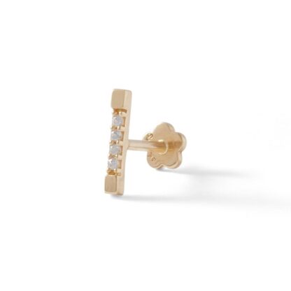 018 Gauge Cubic Zirconia Bar Cartilage Barbell in 14K Gold Tube