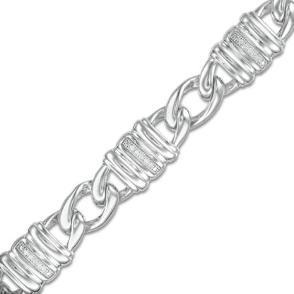 1/10 CT. T.W. Diamond Collar Station Bracelet in Sterling Silver - 8.25"