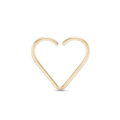 018 Gauge Heart-Shaped Hoop Nose Ring in Semi-Solid Sterling Silver with Yellow IP