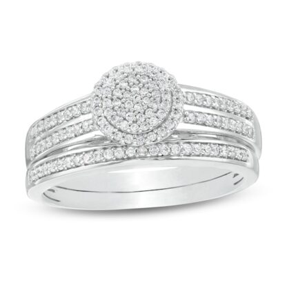 1/3 CT. T.W. Composite Diamond Multi-Row Bridal Set in Sterling Silver