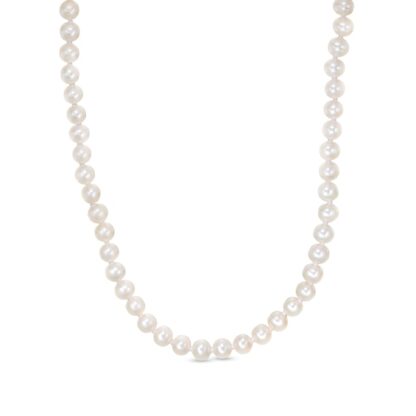 4.5-5mm Cultured Freshwater Pearl Strand Necklace with Solid Sterling Silver Clasp