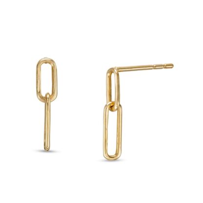 Paperclip Drop Earrings in 10K Gold