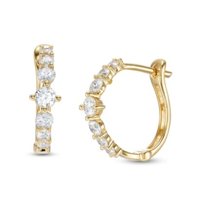 Graduated Cubic Zirconia Hoop Earrings in 10K Gold