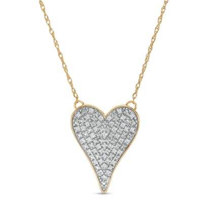 1/10 CT. T.W. Composite Diamond Elongated Heart Necklace in Sterling Silver with 14K Gold Plate