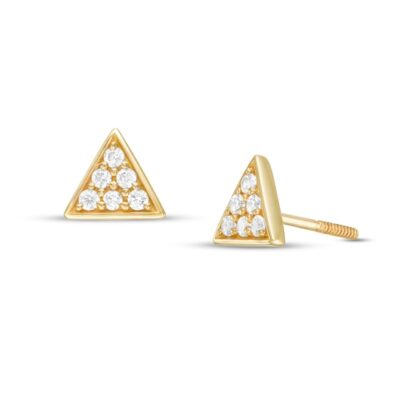 Child's Composite Cubic Zirconia Triangle Stud Earrings in 10K Gold