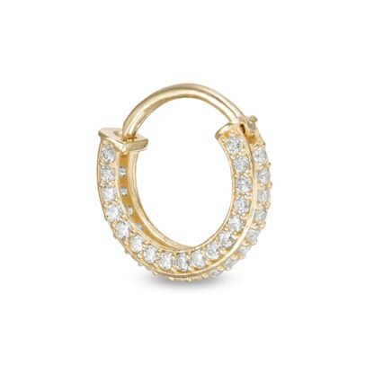 Single 016 Gauge Cubic Zirconia Outer Edge Cartilage Hoop in Solid 10K Gold