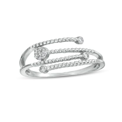 Adjustable Cubic Zirconia Cluster Beaded Orbit Multi-Row Bypass Split Shank Toe Ring in Sterling Silver