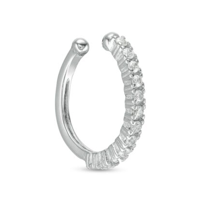 Single Cubic Zirconia Ear Cuff in Solid Sterling Silver