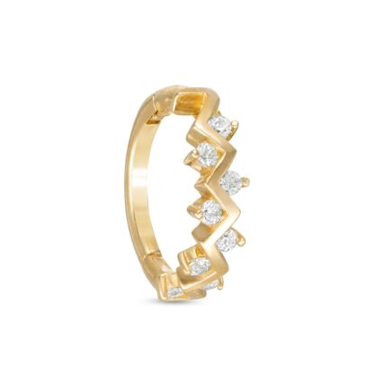 Single 018 Gauge Cubic Zirconia Zig-Zag Cartilage Hoop in Solid 10K Gold