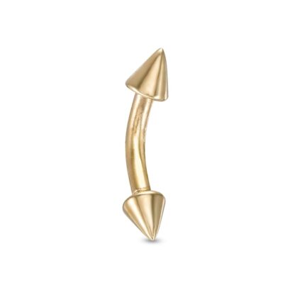 016 Gauge Spiked Ends Curved Barbell in 10K Gold