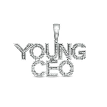 Cubic Zirconia "YOUNG CEO" Necklace Charm in Sterling Silver