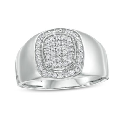 Composite Cubic Zirconia Square-Shaped Frame Ring in Sterling Silver