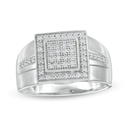 Composite Cubic Zirconia Square Frame Ring in Sterling Silver