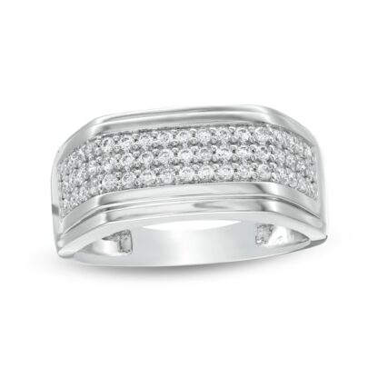 Cubic Zirconia Triple Row Ring in Sterling Silver