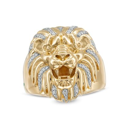 1/15 CT. T.W. Diamond Lion Head Ring in Sterling Silver with 14K Gold Plate