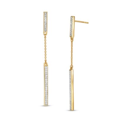 1/8 CT. T.W. Diamond Double Bar Drop Earrings in 10K Gold