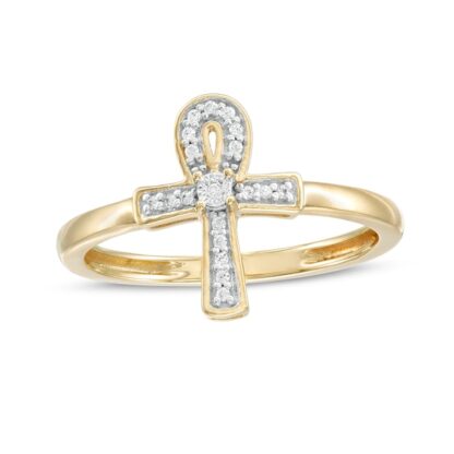 1/20 CT. T.W. Diamond Ankh Ring in 10K Gold