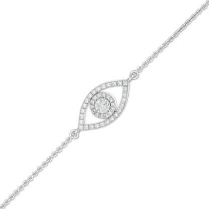 1/8 CT. T.W. Diamond Evil Eye Bracelet in Sterling Silver  7.25"