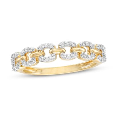 1/6 CT. T.W. Diamond Chain Link Ring in Sterling Silver with 14K Gold Plate