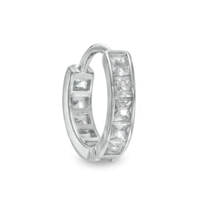 018 Gauge Princess-Cut Cubic Zirconia Cartilage Hoop in Stainless Steel and Brass - 1/4"