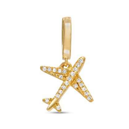 1/20 CT. T.W. Diamond Airplane Necklace Charm in 10K Gold