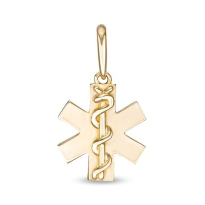 Small Medical Alert Symbol Necklace Charm in 10K Solid Gold