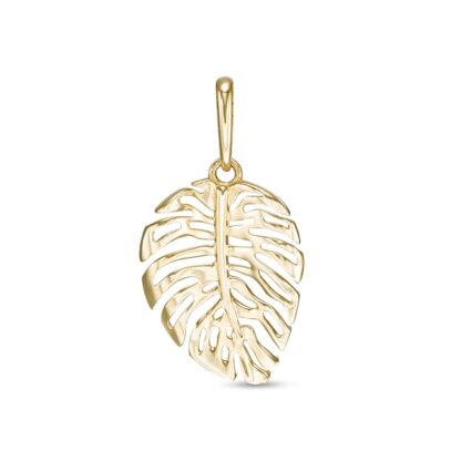 Cut-Out Leaf Necklace Charm in 10K Semi-Solid Gold