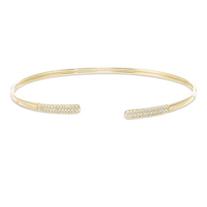 Cubic Zirconia Multi-Row Bar-Ends Cuff in 18K Gold Over Silver - 7.25"