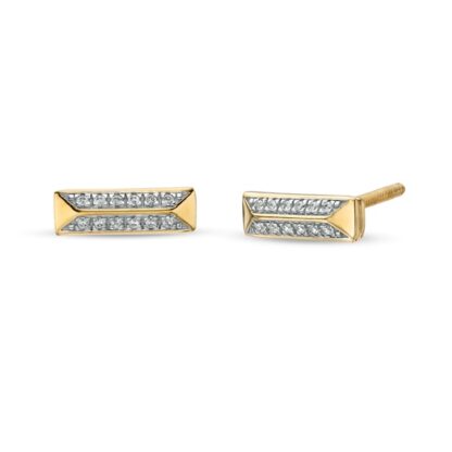 1/15 CT. T.W. Diamond Three-Dimensional Bar Stud Earrings in 10K Gold