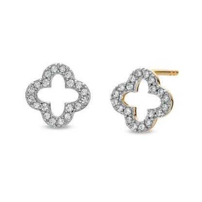 1/8 CT. T.W. Diamond Clover Outline Stud Earrings in 10K Gold