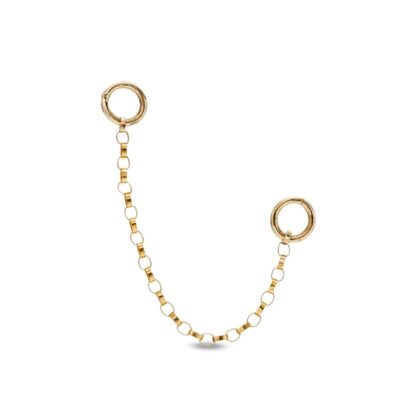 Solid Cable Chain Connector with Double Jump Rings in 10K Gold - 1.8"