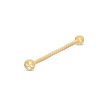 014 Gauge 3mm Ball Industrial Barbell in Solid 14K Gold - 1-3/8"