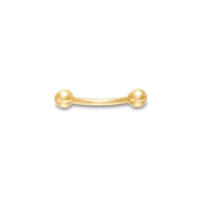 016 Gauge 3mm Ball Curved Barbell in Solid 14K Gold - 3/8"