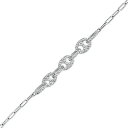 Cubic Zirconia Button Bracelet in Sterling Silver  7.5"