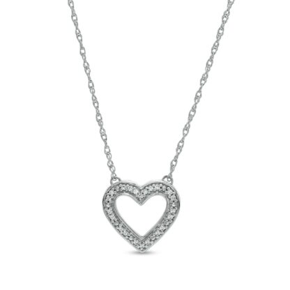 1/20 CT. T.W. Diamond Heart Outline Necklace in Sterling Silver