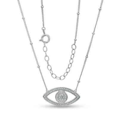 Diamond Accent Evil Eye Necklace in Sterling Silver