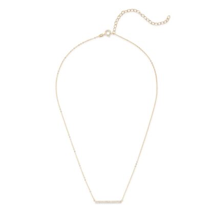 Cubic Zirconia Double Row Bar Necklace in Sterling Silver with 18K Gold Plate - 19"