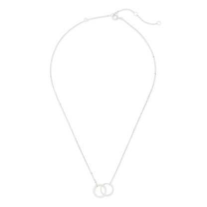 Cubic Zirconia Interlocking Circles Necklace in Sterling Silver - 19"