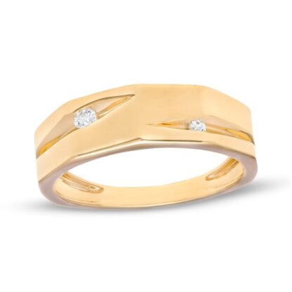 Men's Cubic Zirconia Two Stone Slash Ring in 10K Gold  Size 10