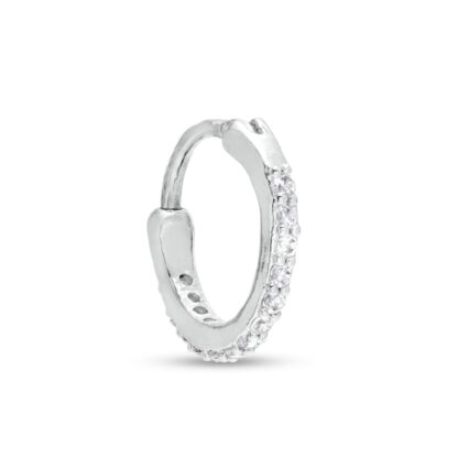 018 Gauge 14mm Cubic Zirconia Cartilage Clicker Hoop in Stainless Steel and Brass