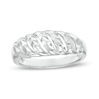 Diamond-Cut Curve Ring in Sterling Silver  Size 8