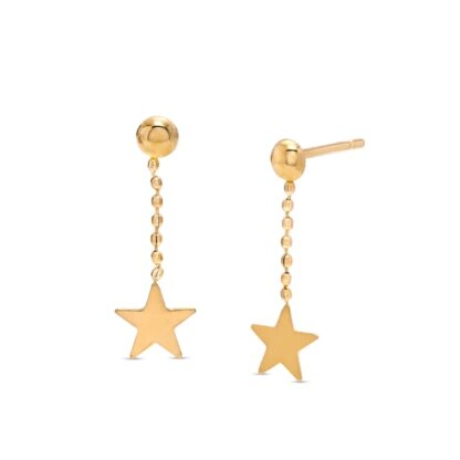 Beaded Star Drop Earrings in 10K Gold