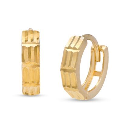 Diamond-Cut Huggie Hoop Earrings in 10K Gold