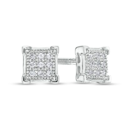 1/20 CT. T.W. Princess-Cut Multi-Diamond Stud Earrings in Sterling Silver